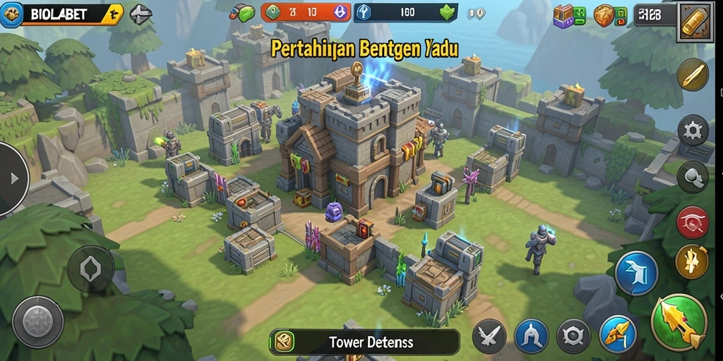Tampilan menarik dari gameplay BIOLABET yang penuh strategi Tower Defense.