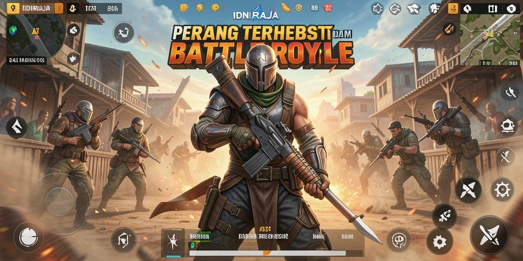 Gameplay seru dalam IDNRAJA saat pertempuran sengit berlangsung.