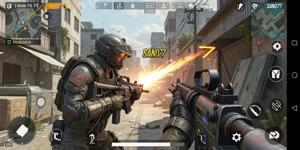 Tampilan gameplay SAND77 yang intens dan mendebarkan.