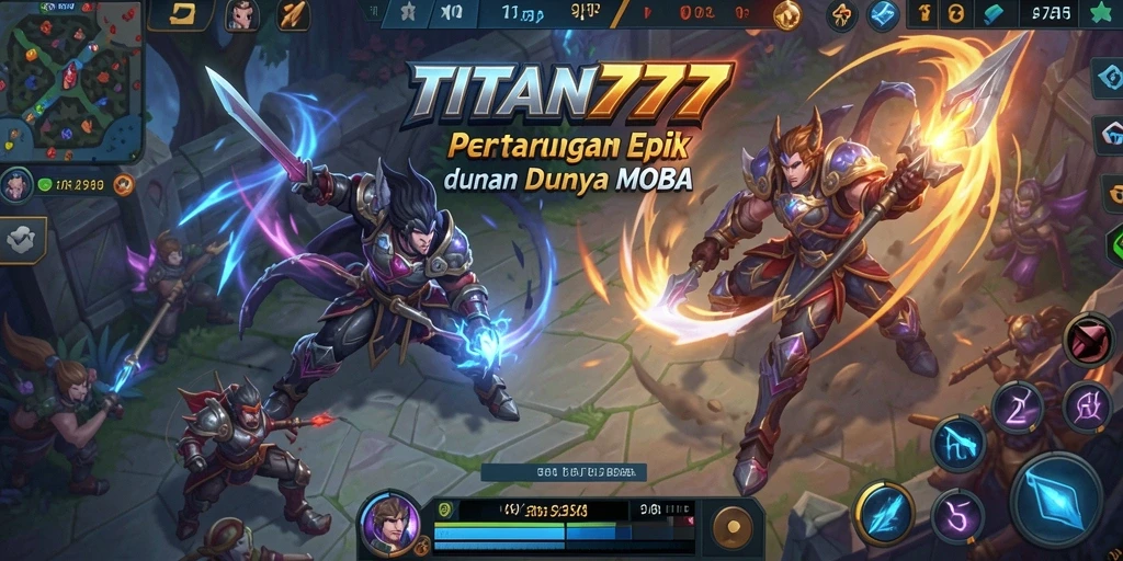 Tampilan gameplay seru dalam TITAN777 saat pertarungan LOL terjadi.
