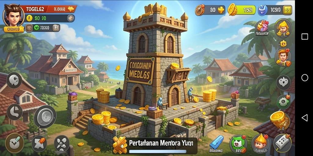 Gameplay TOGEL62 yang menarik menampilkan menara pertahanan yang kuat.